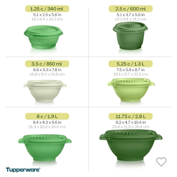 Tupperware Assorted Green Bowl Collection (8 Bowls, 8 lids) - Picture 2 of 2